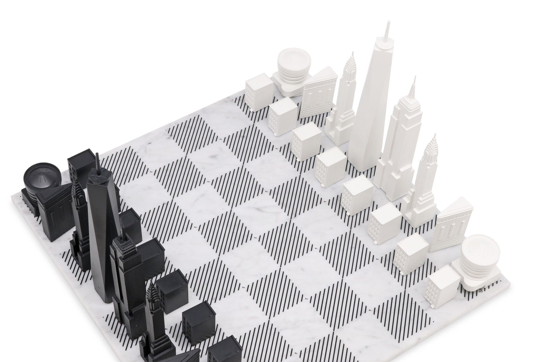 Skyline Chess Chess Set Acrylic New York Edition With Marble Hatch Board
