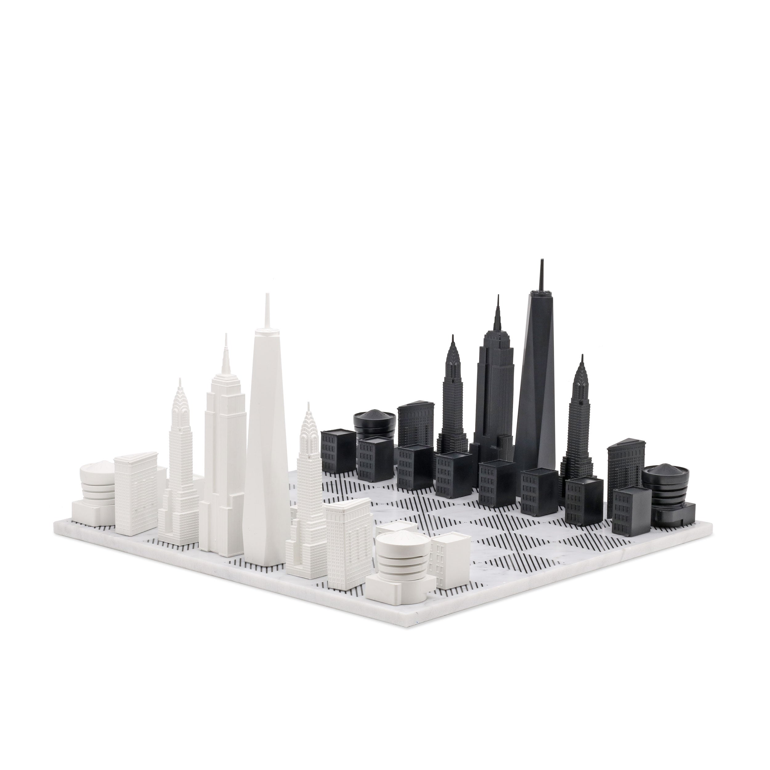 Skyline Chess Chess Set Acrylic New York Edition With Marble Hatch Board