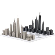 Skyline Chess Chess Set Stainless Steel New York Edition With Marble Hatch Board
