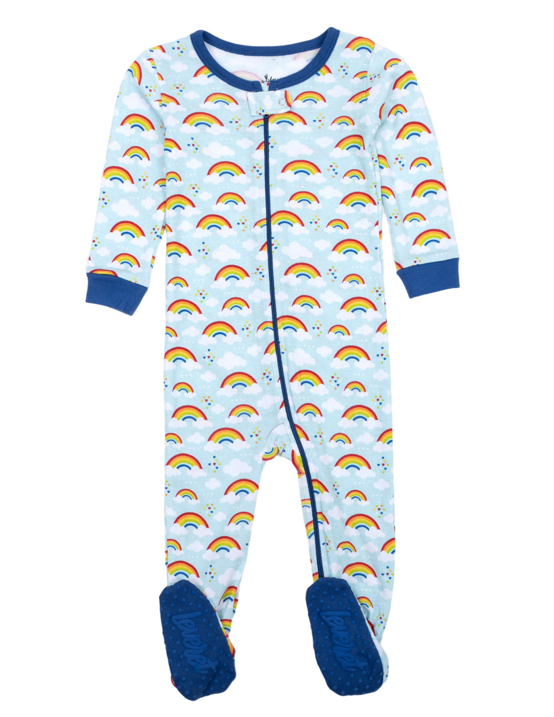 Kids Footed Blue Rainbow Pajamas