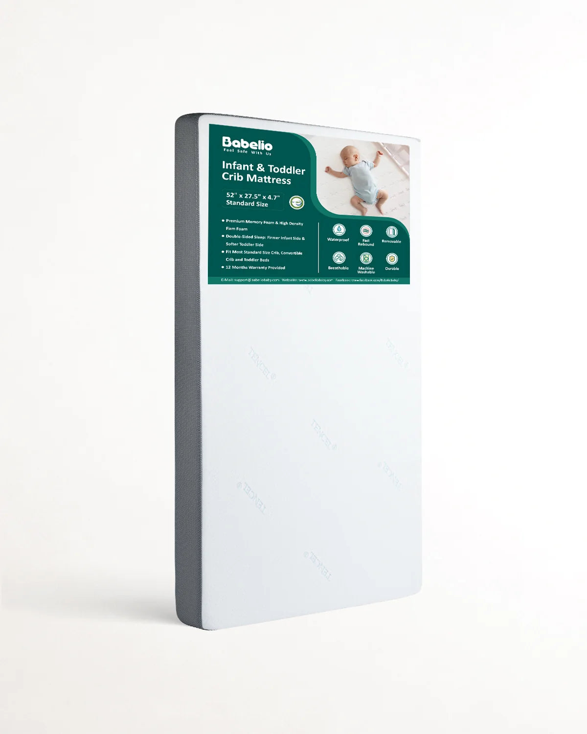 Cloud 2 Crib & Toddler Mattress With Tencel Cover Dual-sided Memory Foam