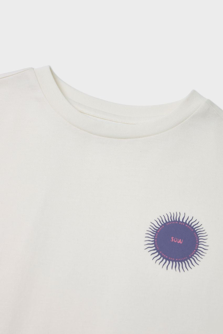 Relaxed Organic Cotton T-shirt With Sow Sun Print