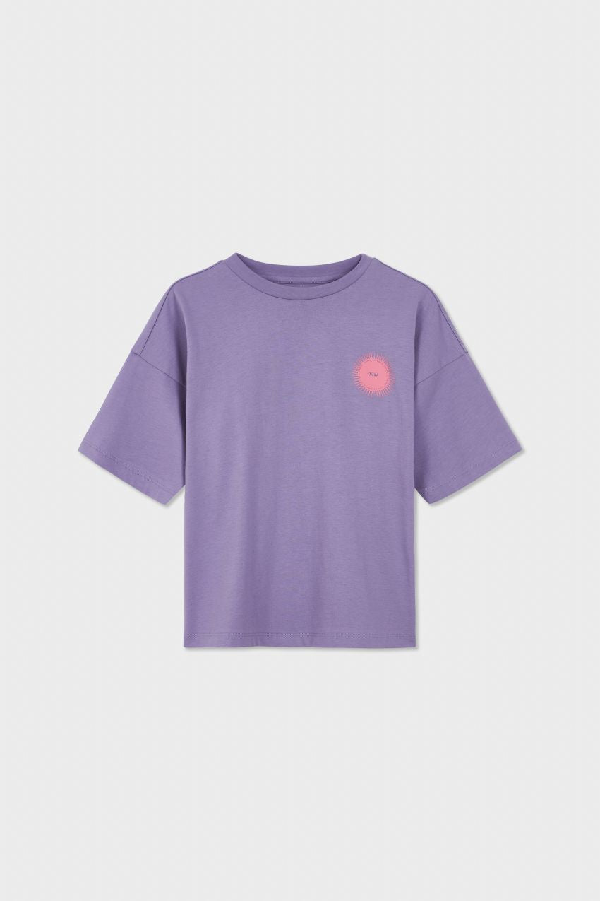 Relaxed Organic Cotton T-shirt With Sow Sun Print