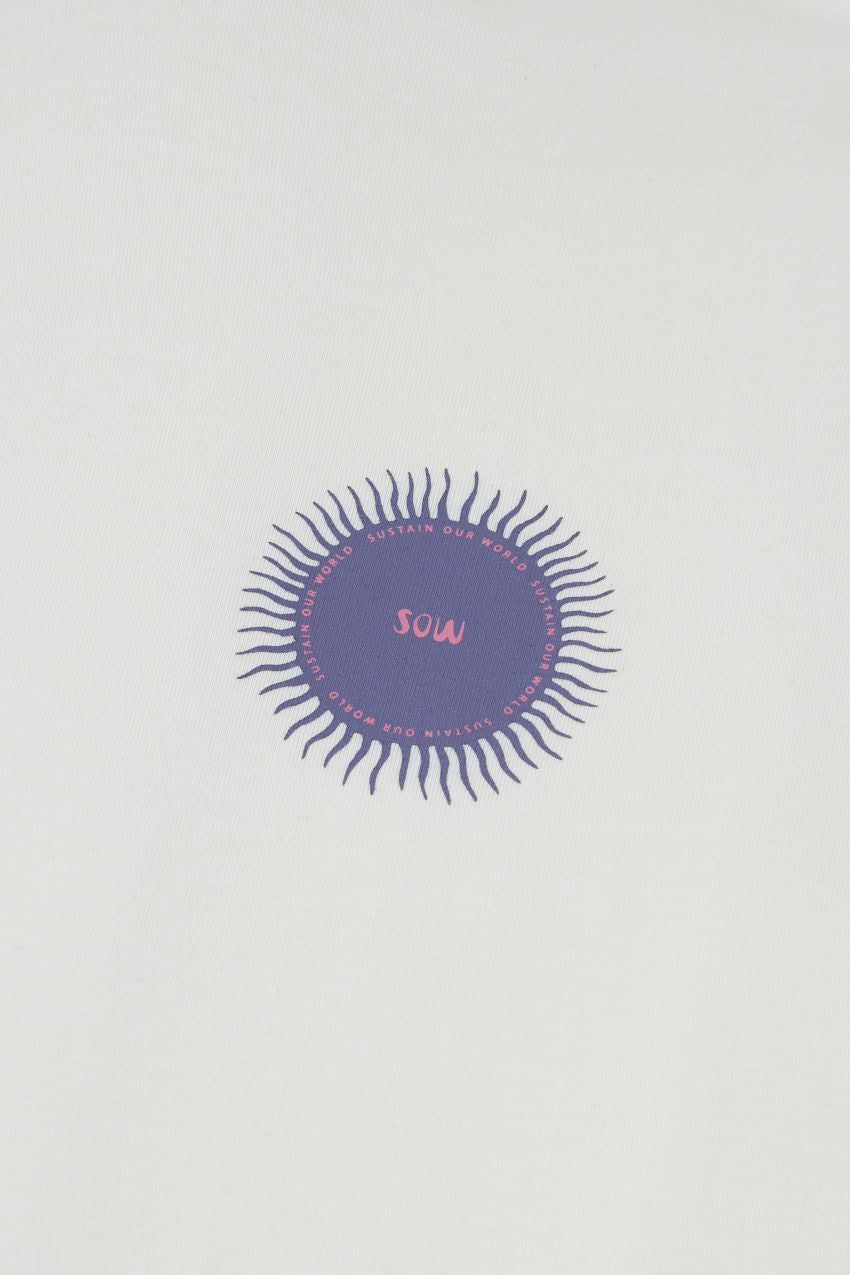 Relaxed Organic Cotton T-shirt With Sow Sun Print