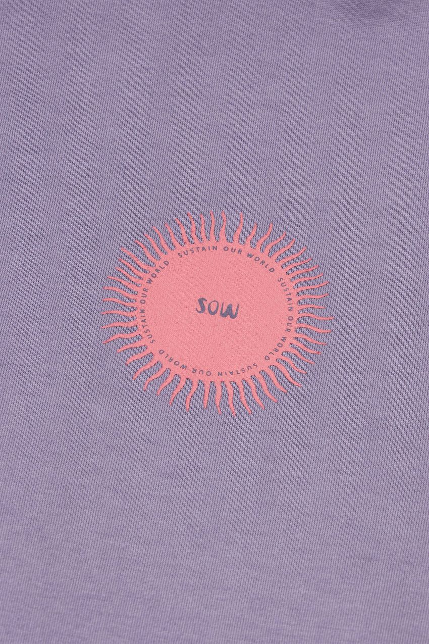 Relaxed Organic Cotton T-shirt With Sow Sun Print