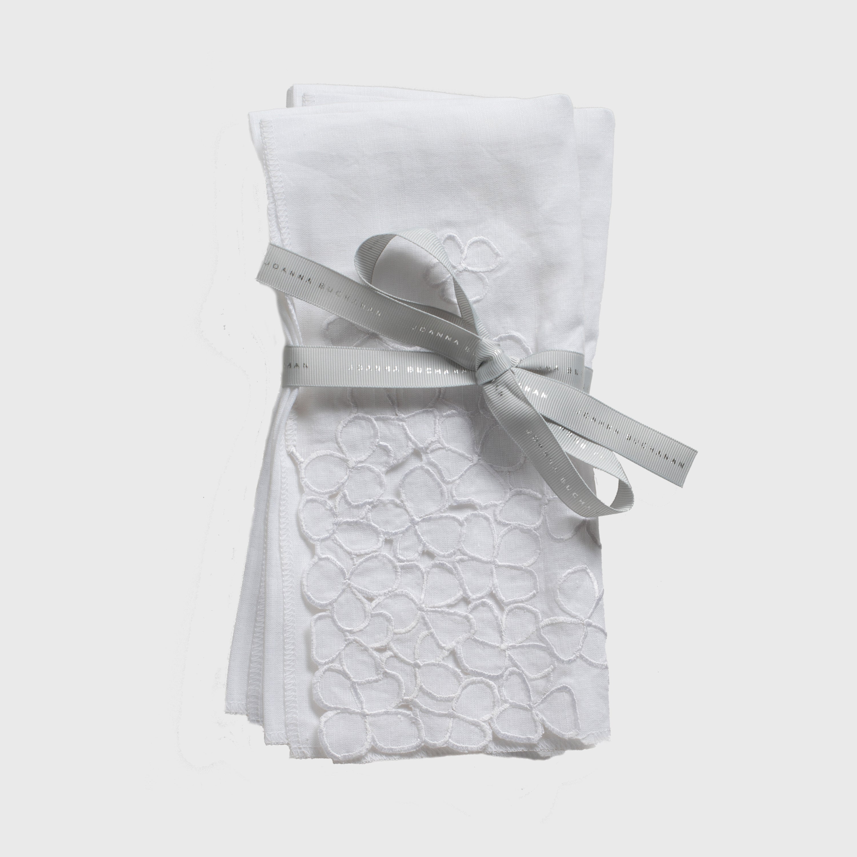 Hydrangea Dinner Napkins, White, Set Of Two