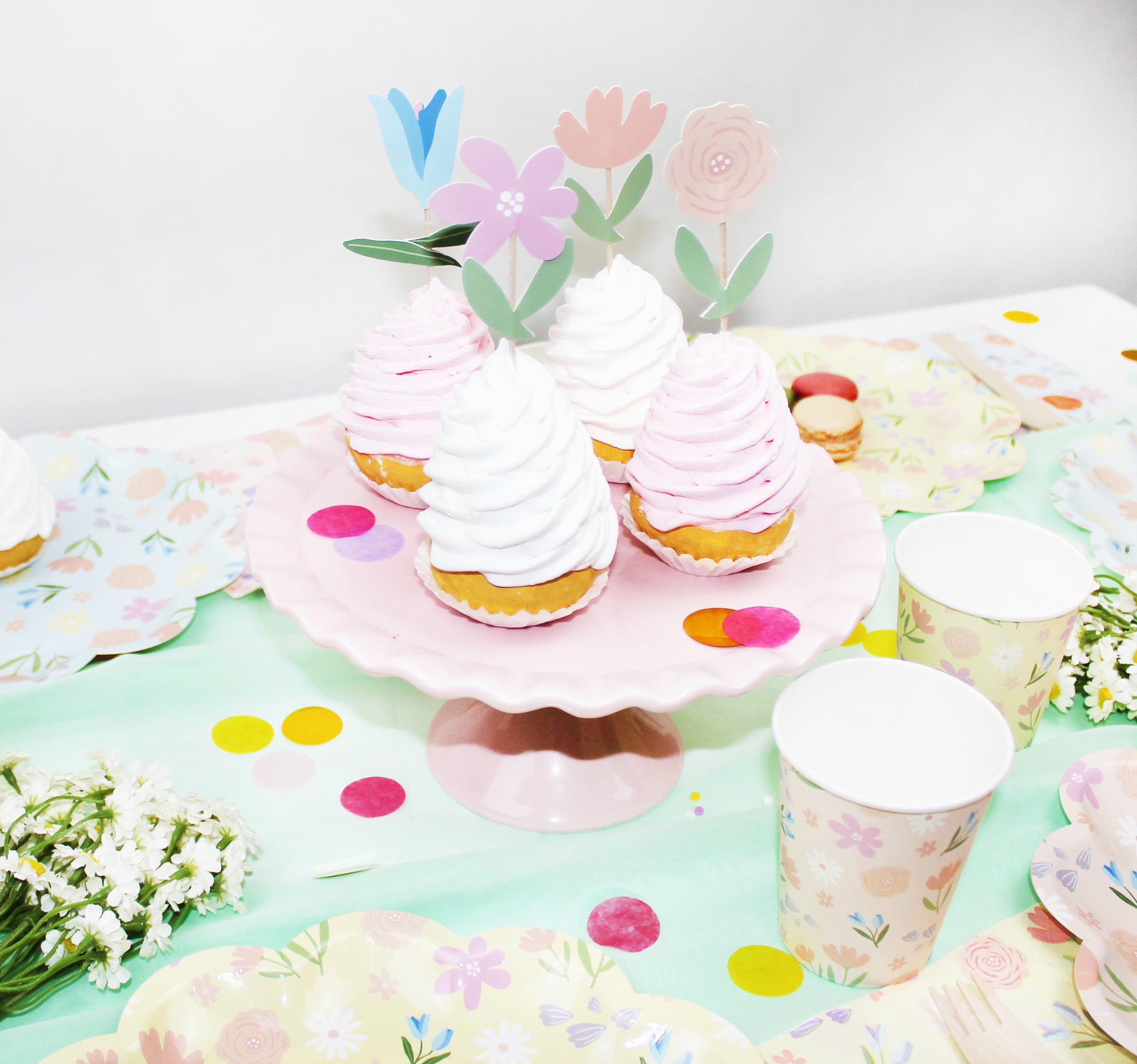 Spring Party Flower Cupcake Toppers, 12 Ct