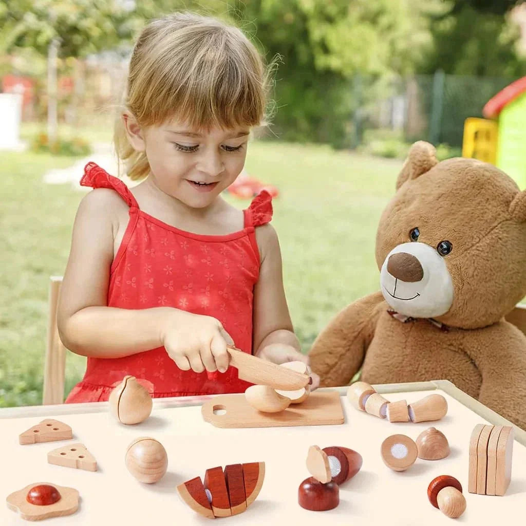 ® Play Kitchen Accessories – Play Food For Play Kitchen: Wooden Cut And Play Food Toys