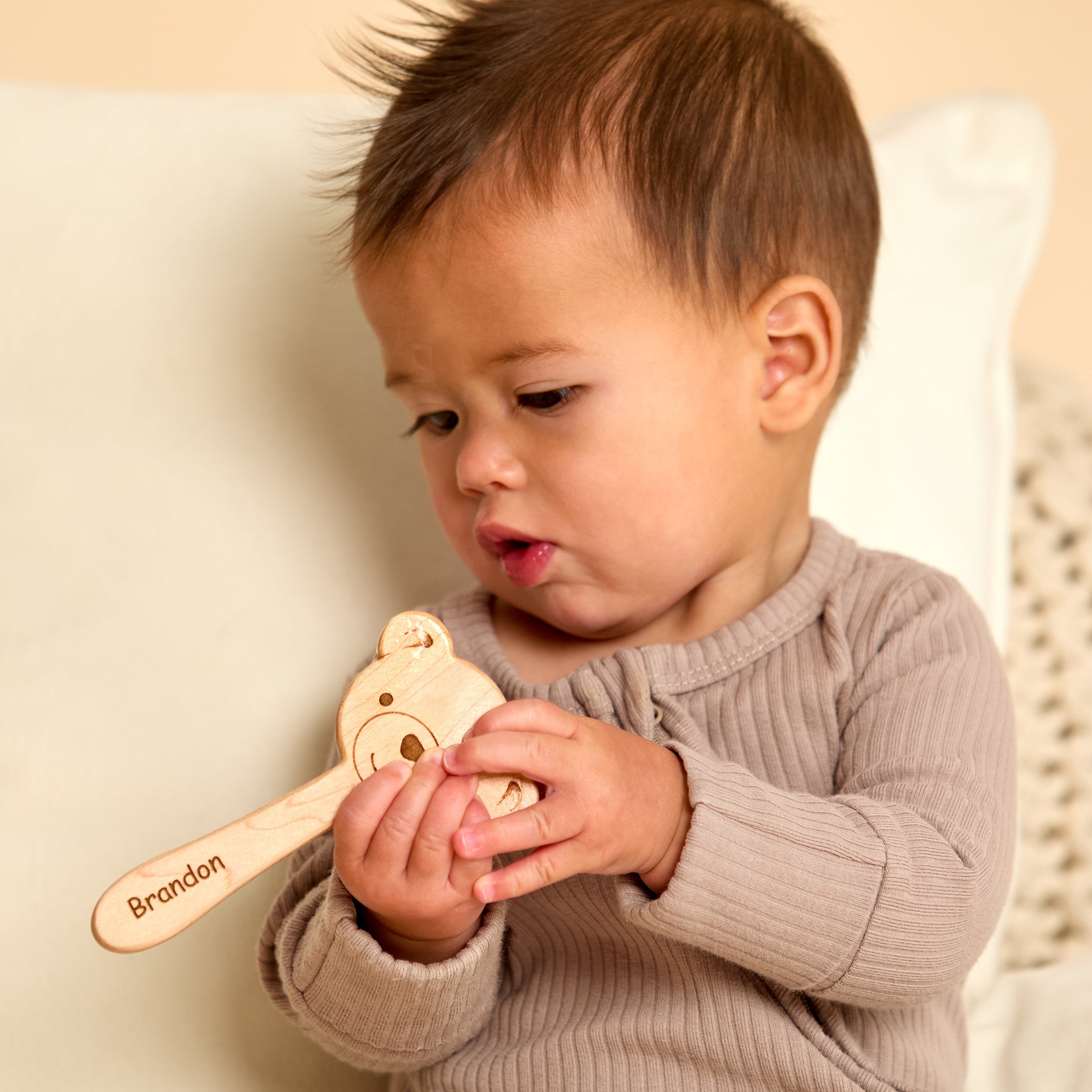 Solid Maple Wood Baby Rattle – Natural Wooden Bear Rattle | Made In The Usa 🇺🇸