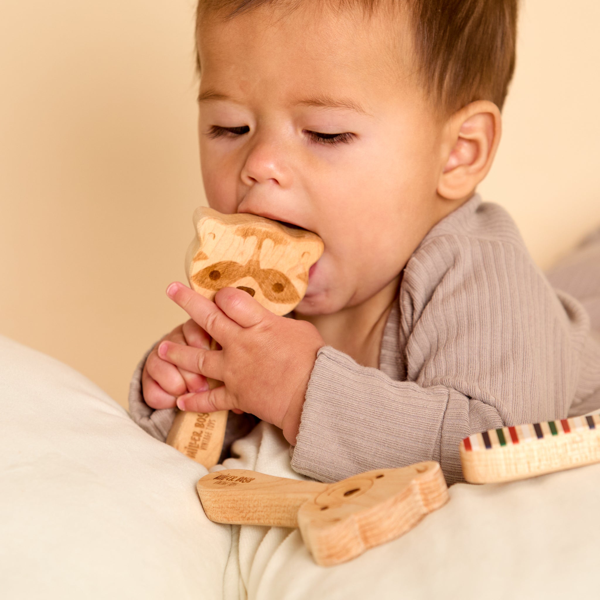 Solid Maple Wood Baby Rattle – Natural Wooden Raccoon Rattle | Made In The Usa 🇺🇸