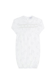 Grey Stars Print Smocked Gown