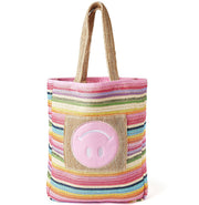 Smiley Woven Rainbow Tote