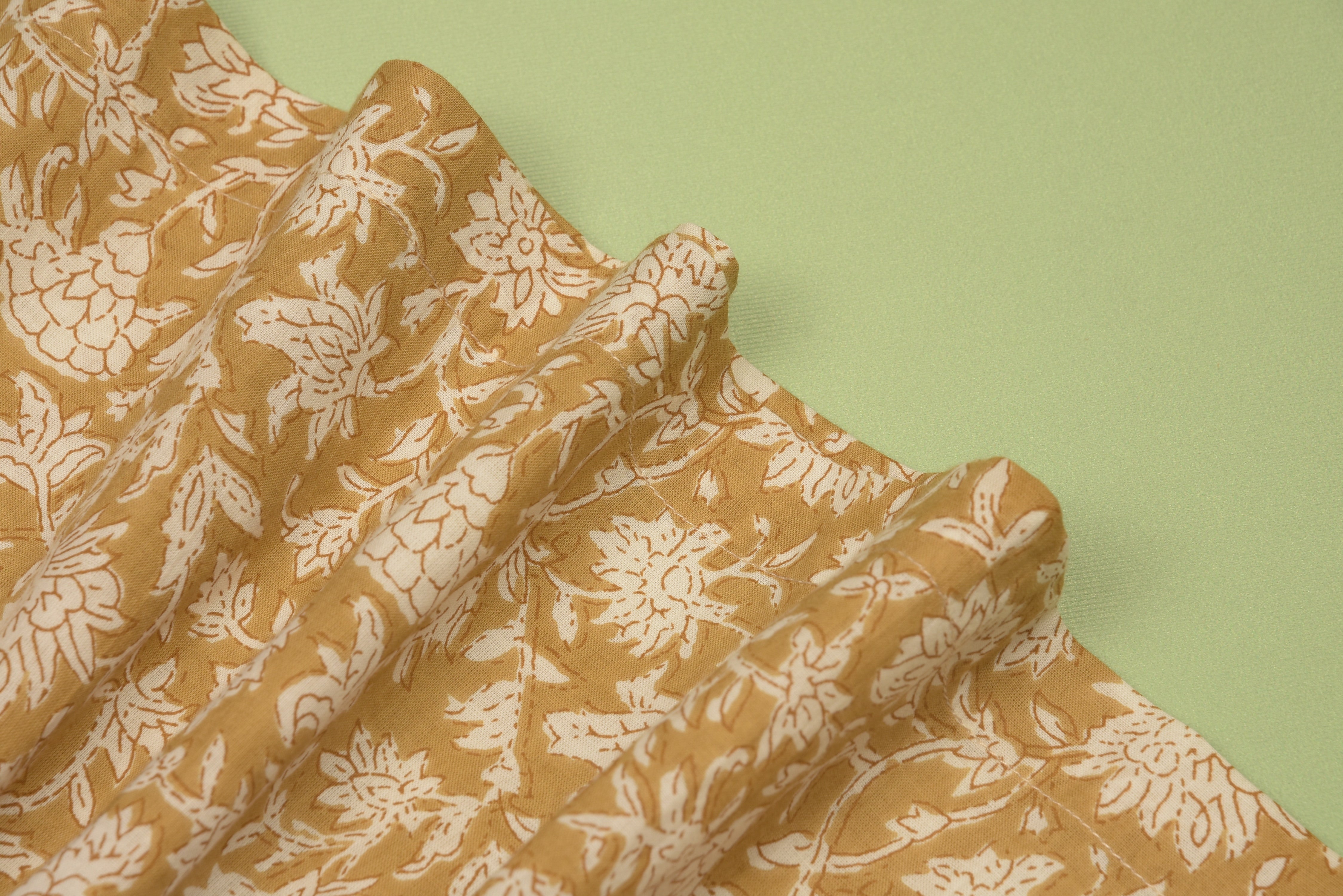 Embroidered Fabric V Shape Yoke Dress