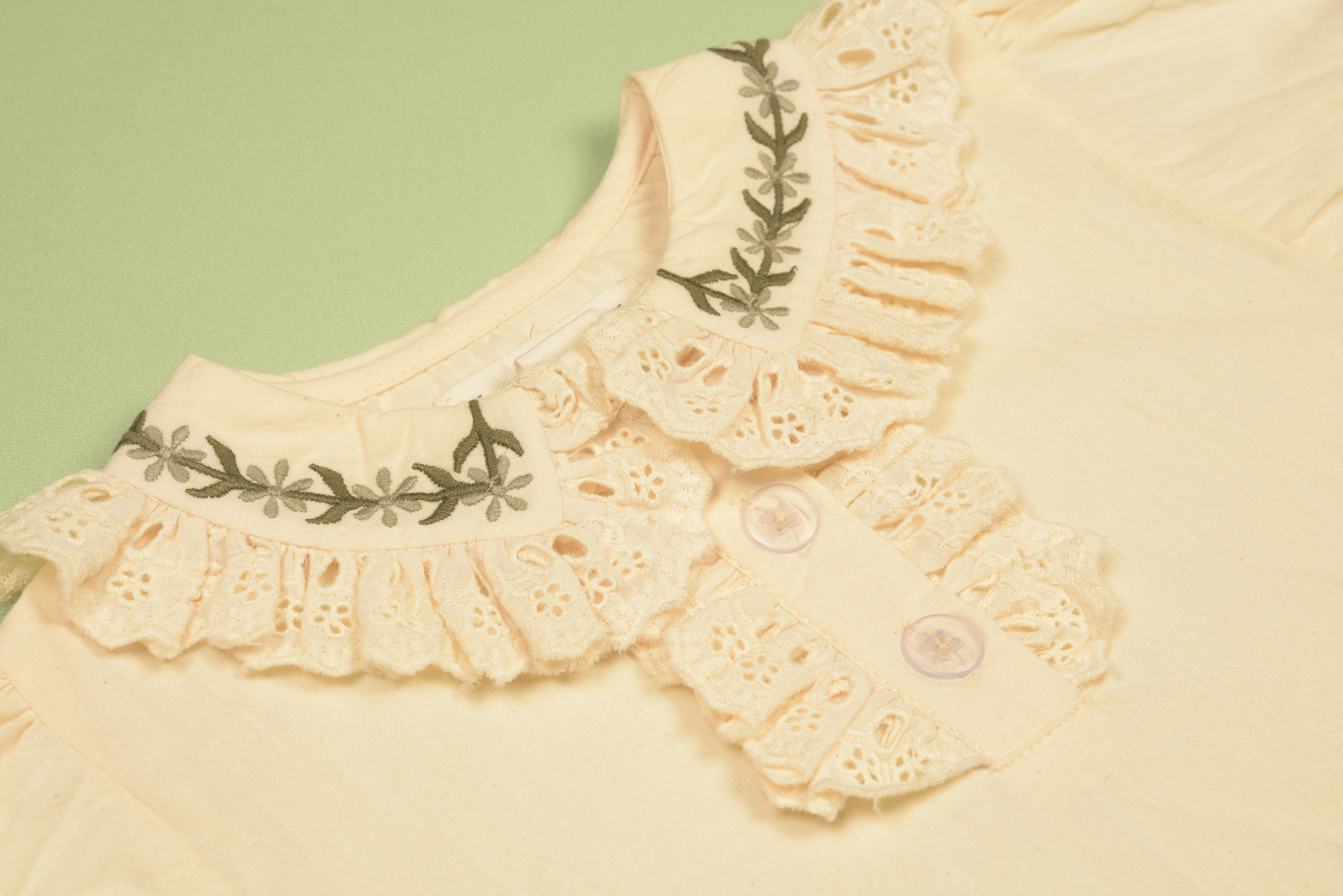 Green Gingham Pinafore Dress And Blouse Set