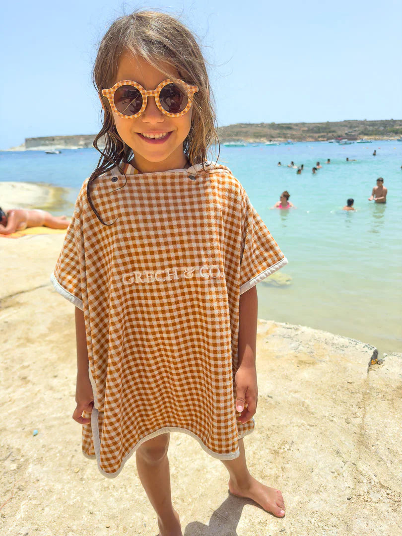 Bathing  Towel Poncho | Organic Cotton - Sienna Gingham