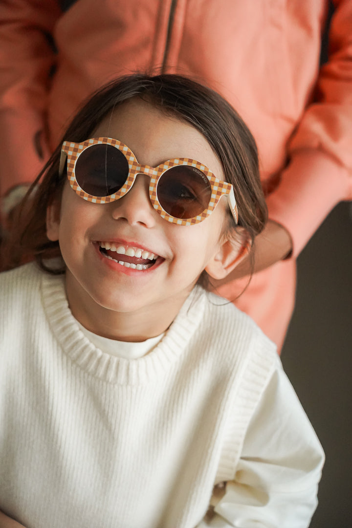 Original Round Sustainable Sunglasses | Bio-based  Bendable Polarized | Sienna Gingham