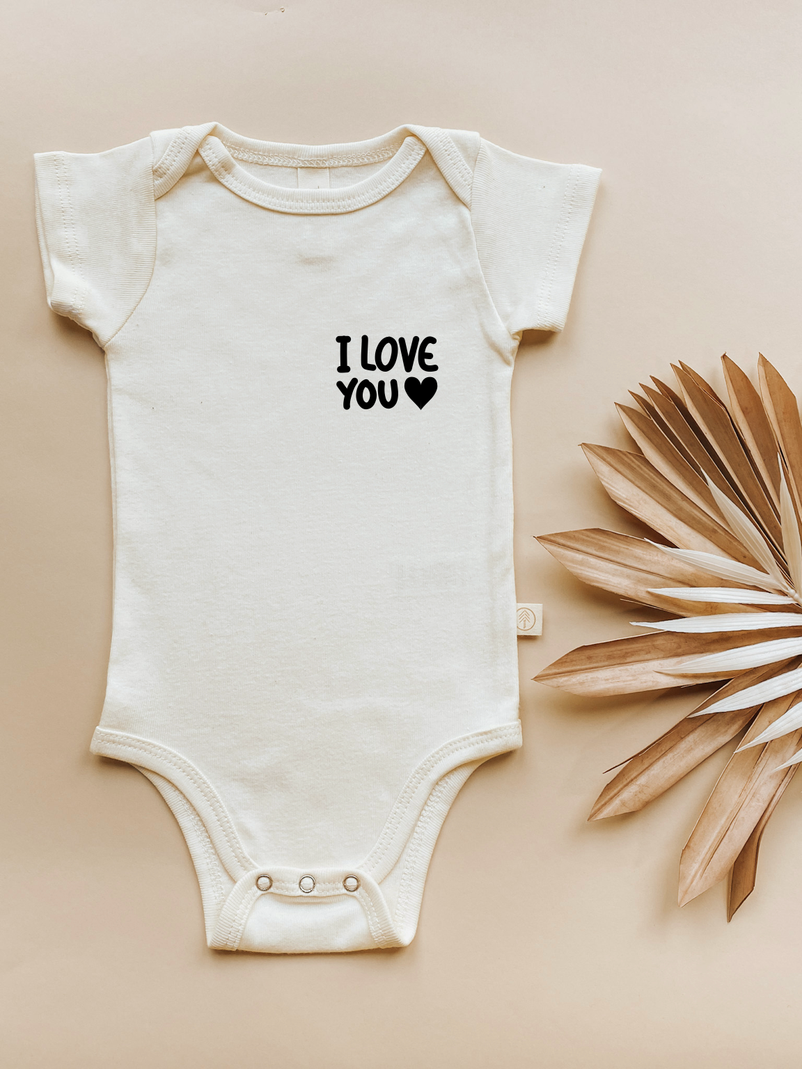 Short Sleeve Bodysuit | I Love You Heart | Organic Cotton