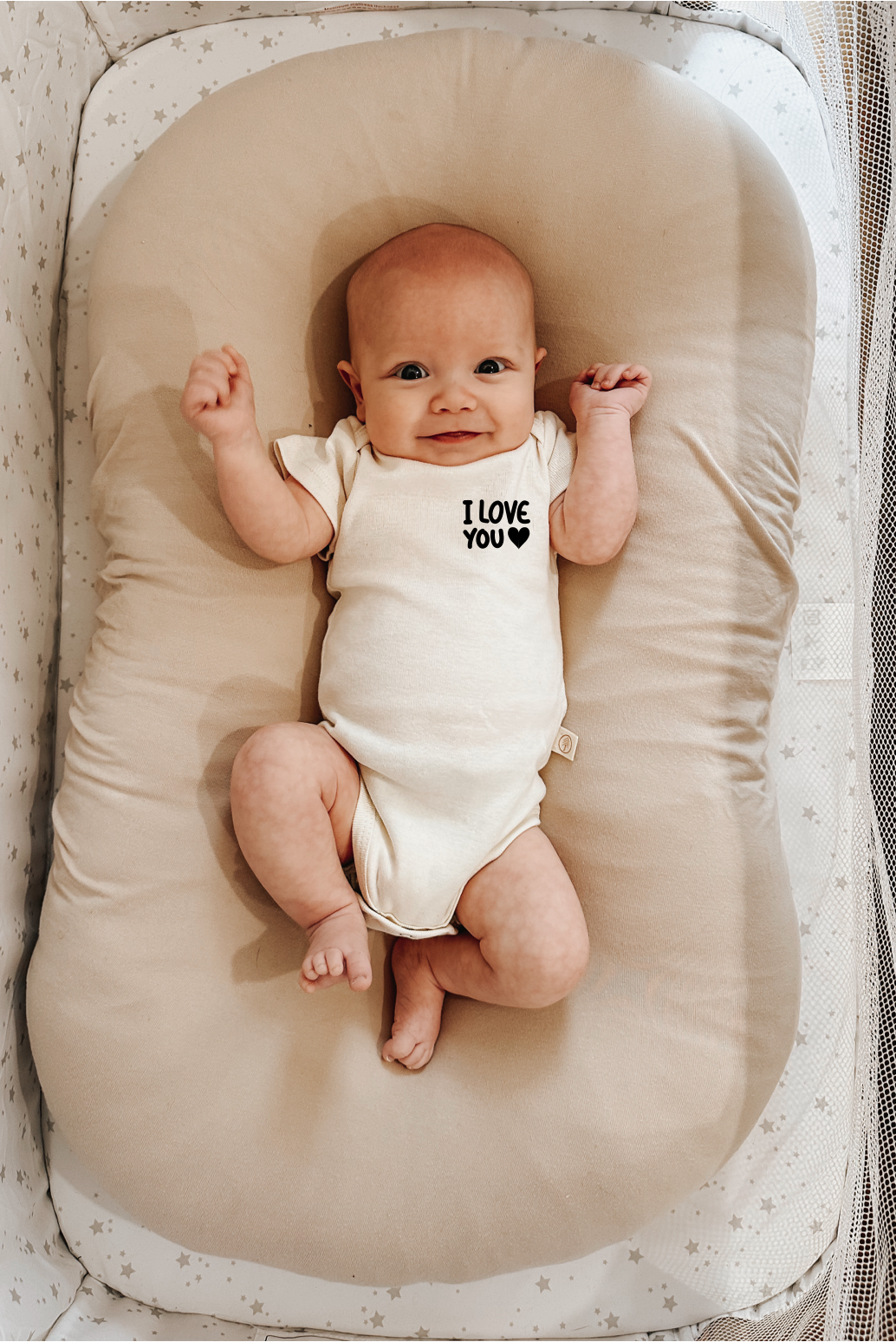 Short Sleeve Bodysuit | I Love You Heart | Organic Cotton