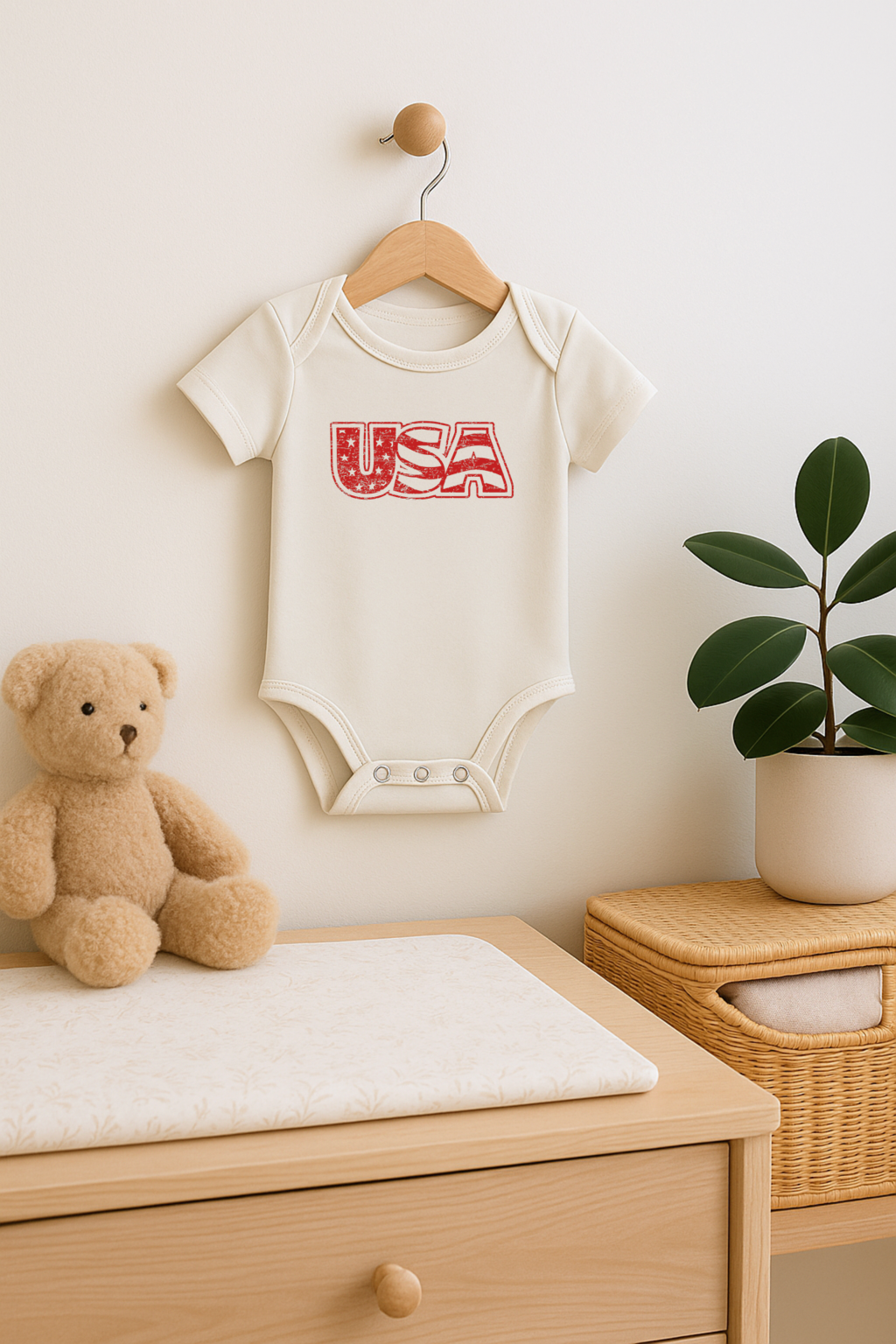 Usa Organic Cotton Baby Bodysuit Short Sleeve