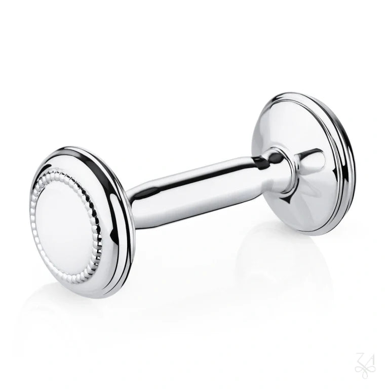 Krysaliis Sterling Silver Dumbbell Rattle -  Beaded