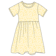 Stevie Kate Yellow Floral Bamboo Ruffle Spin Dress (pre-order)