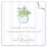 Blue Potted Trellis Thank You Stickers