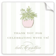Pink Potted Trellis Thank You Stickers