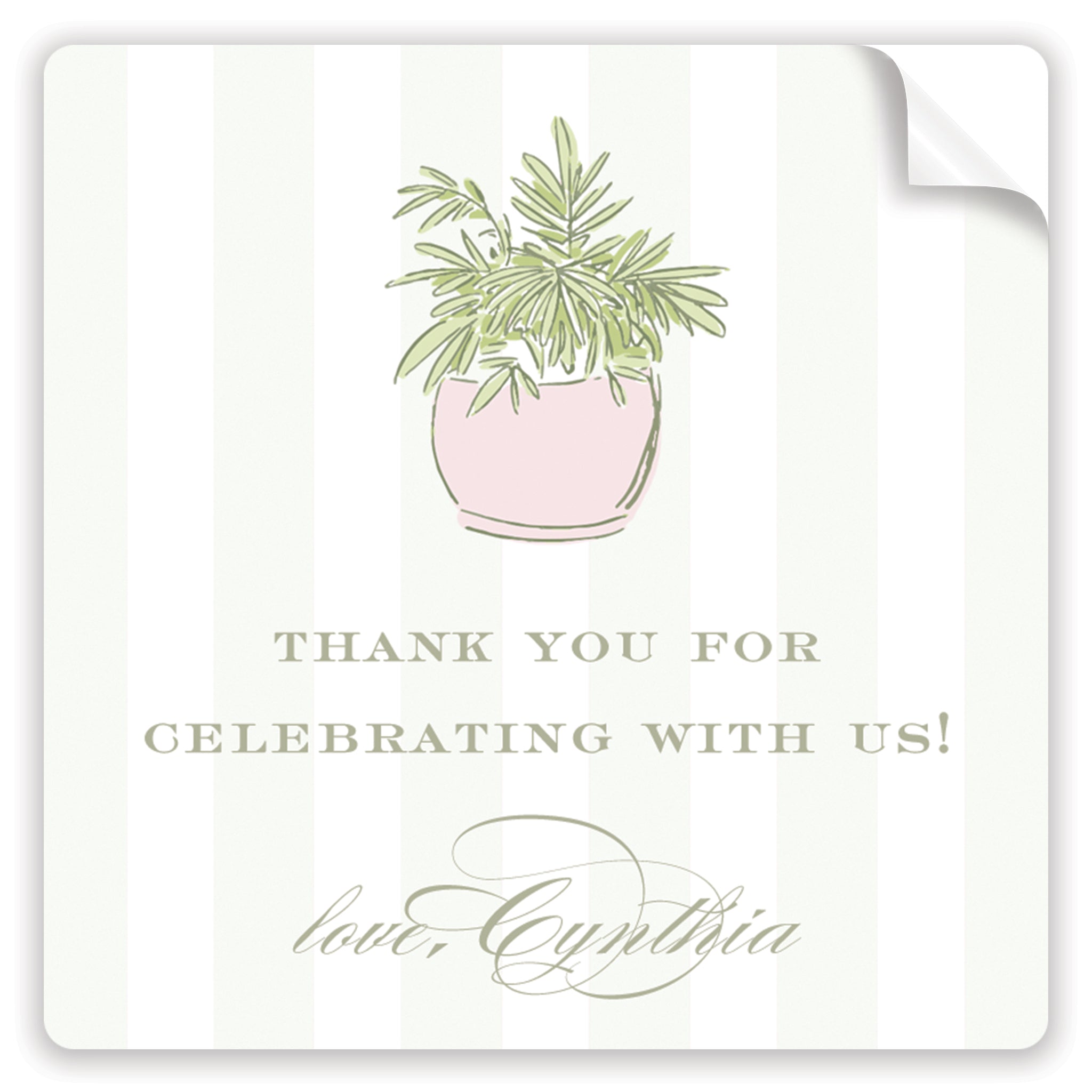 Pink Potted Trellis Thank You Stickers
