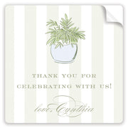 Green Potted Trellis Thank You Stickers