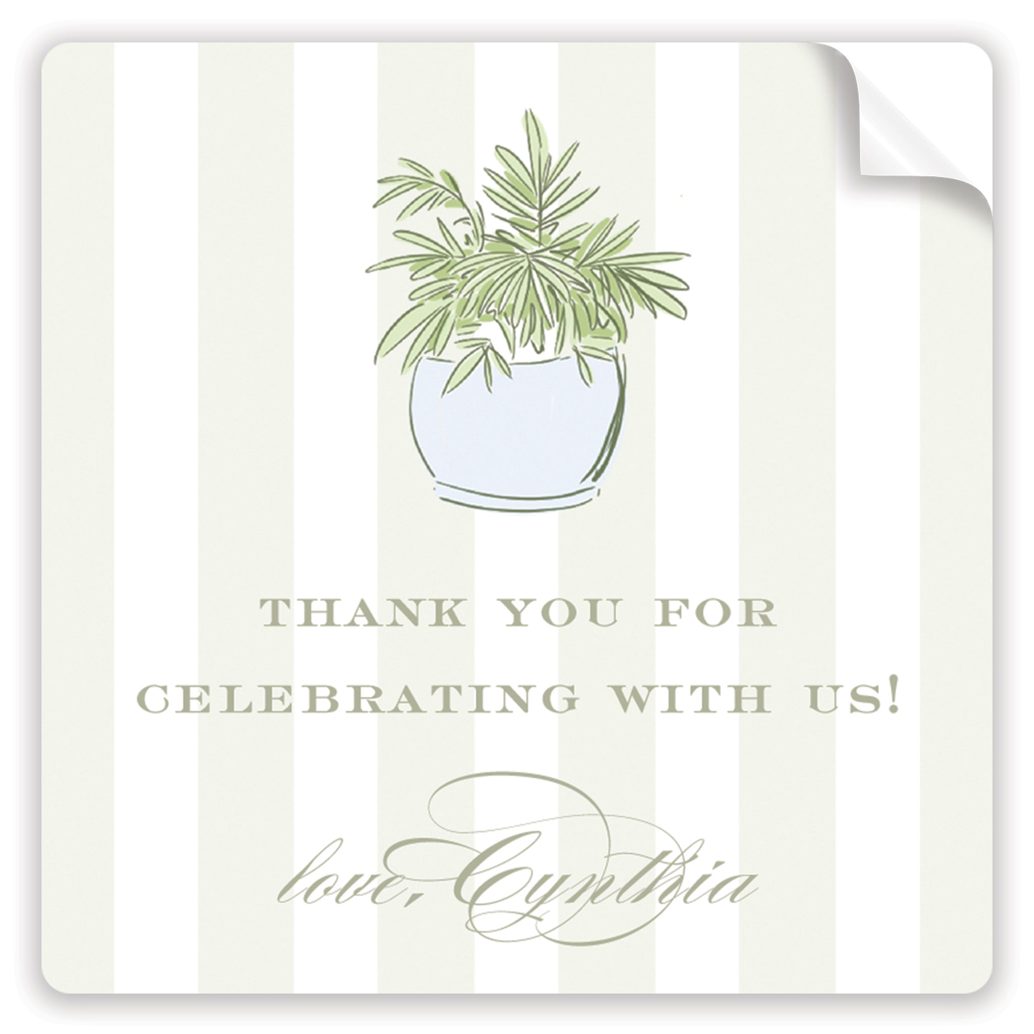 Green Potted Trellis Thank You Stickers