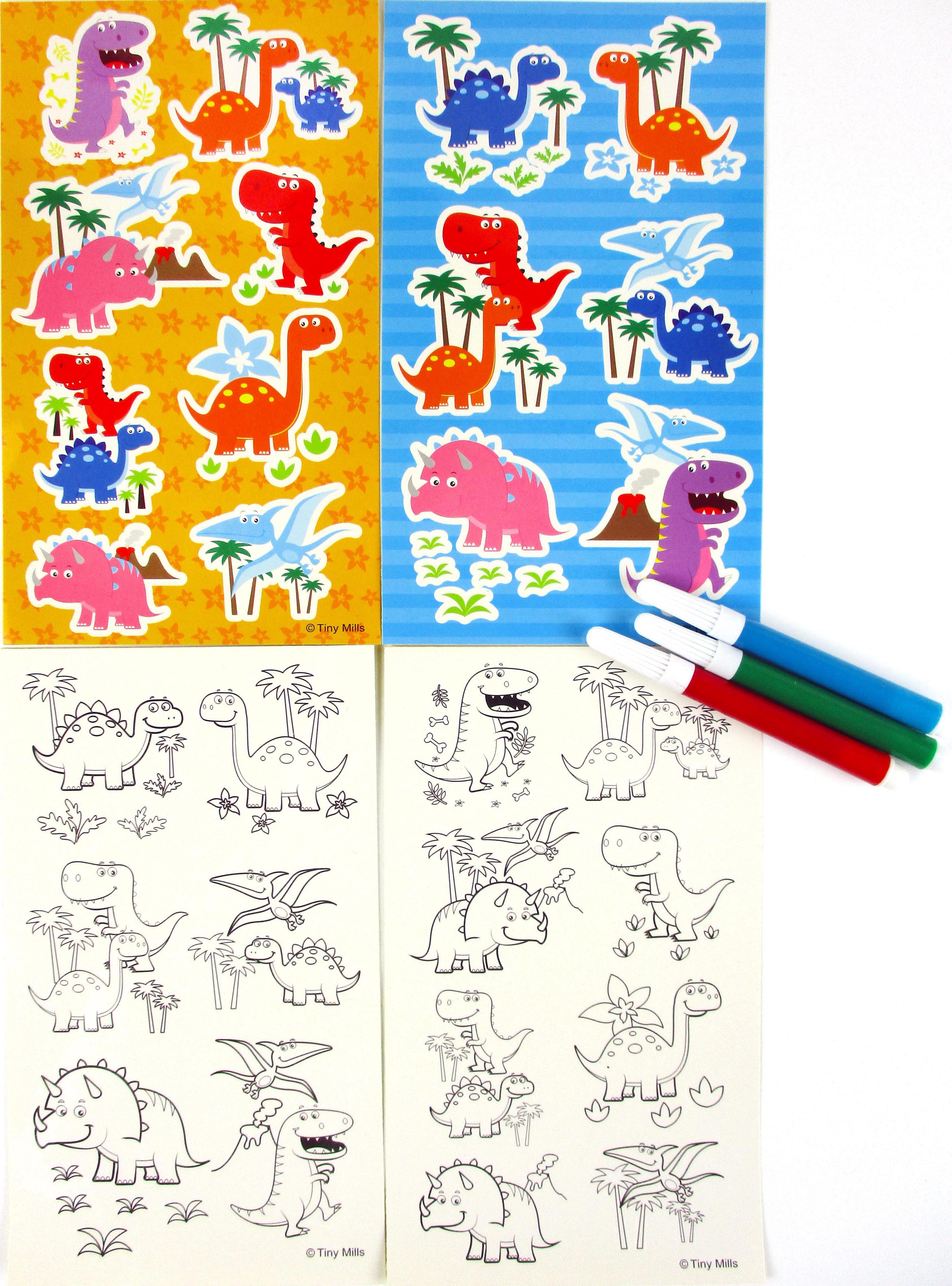Dinosaurs Color-in Sticker Set With Markers