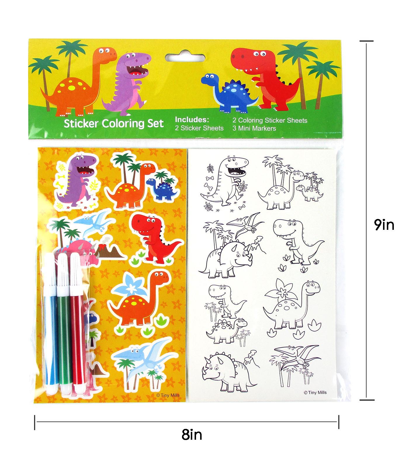 Dinosaurs Color-in Sticker Set With Markers