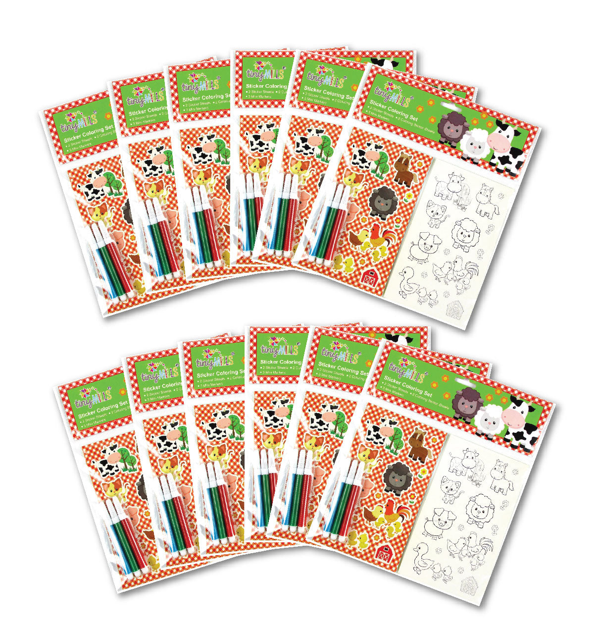 Barnyard Farm Animals Color-in Sticker Set With Markers