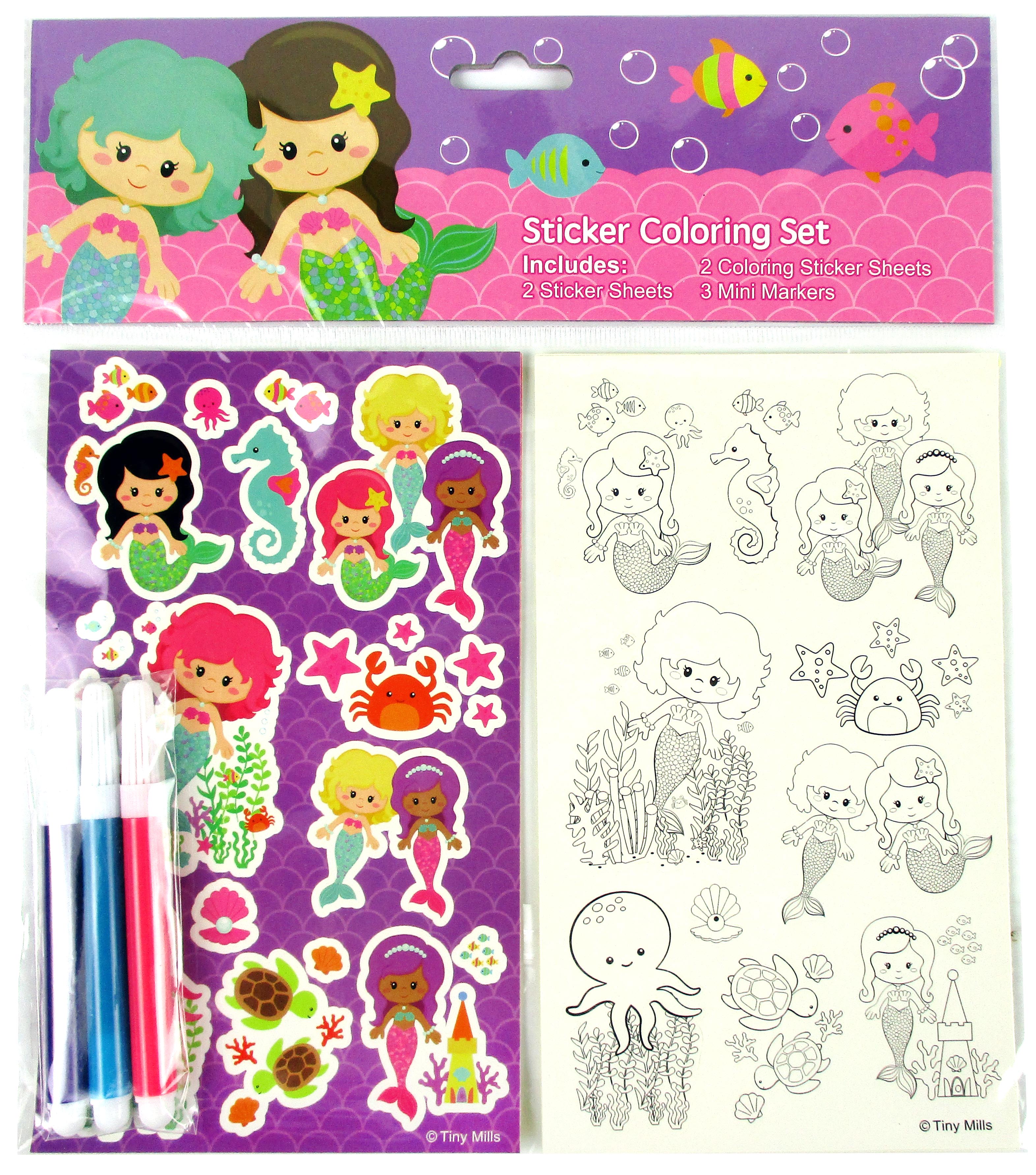 Mermaids Color-in Sticker Set With Markers