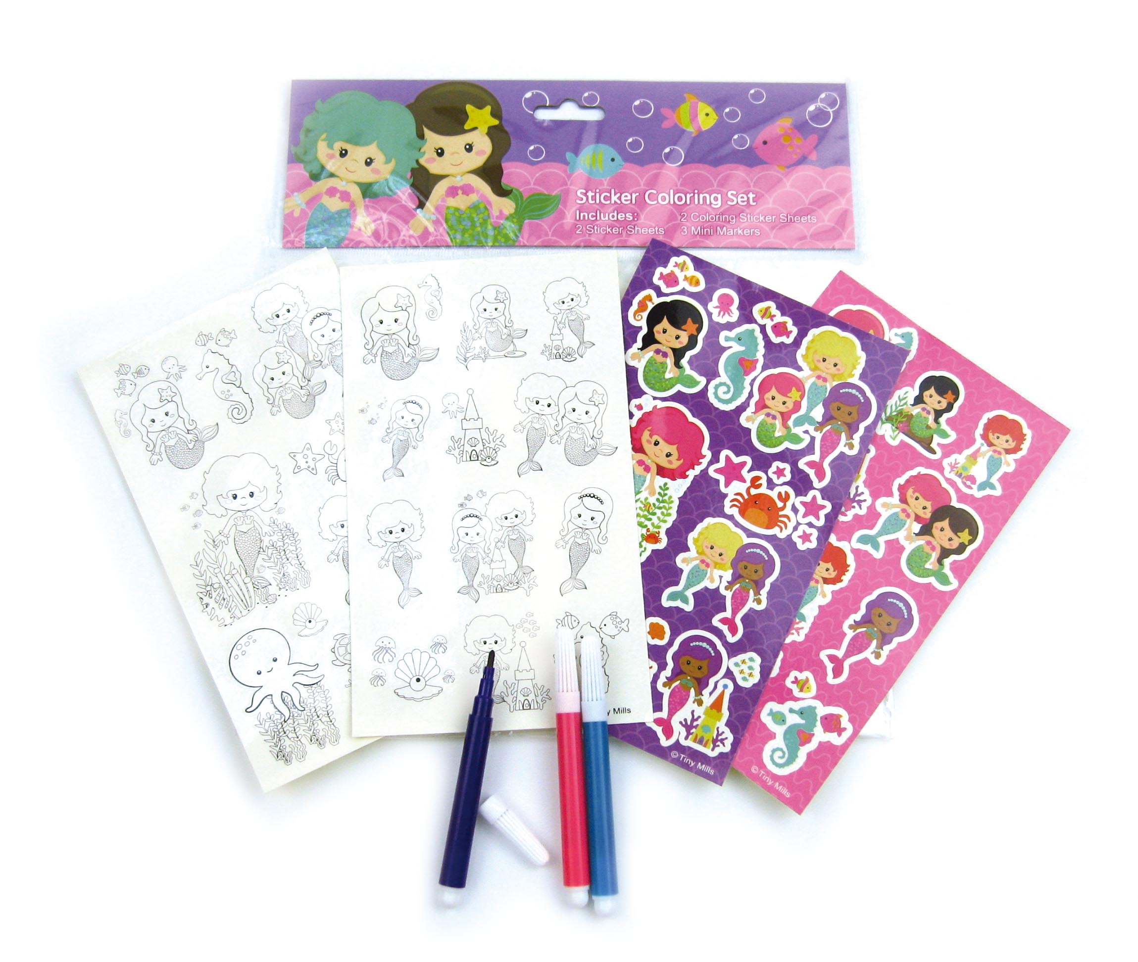 Mermaids Color-in Sticker Set With Markers