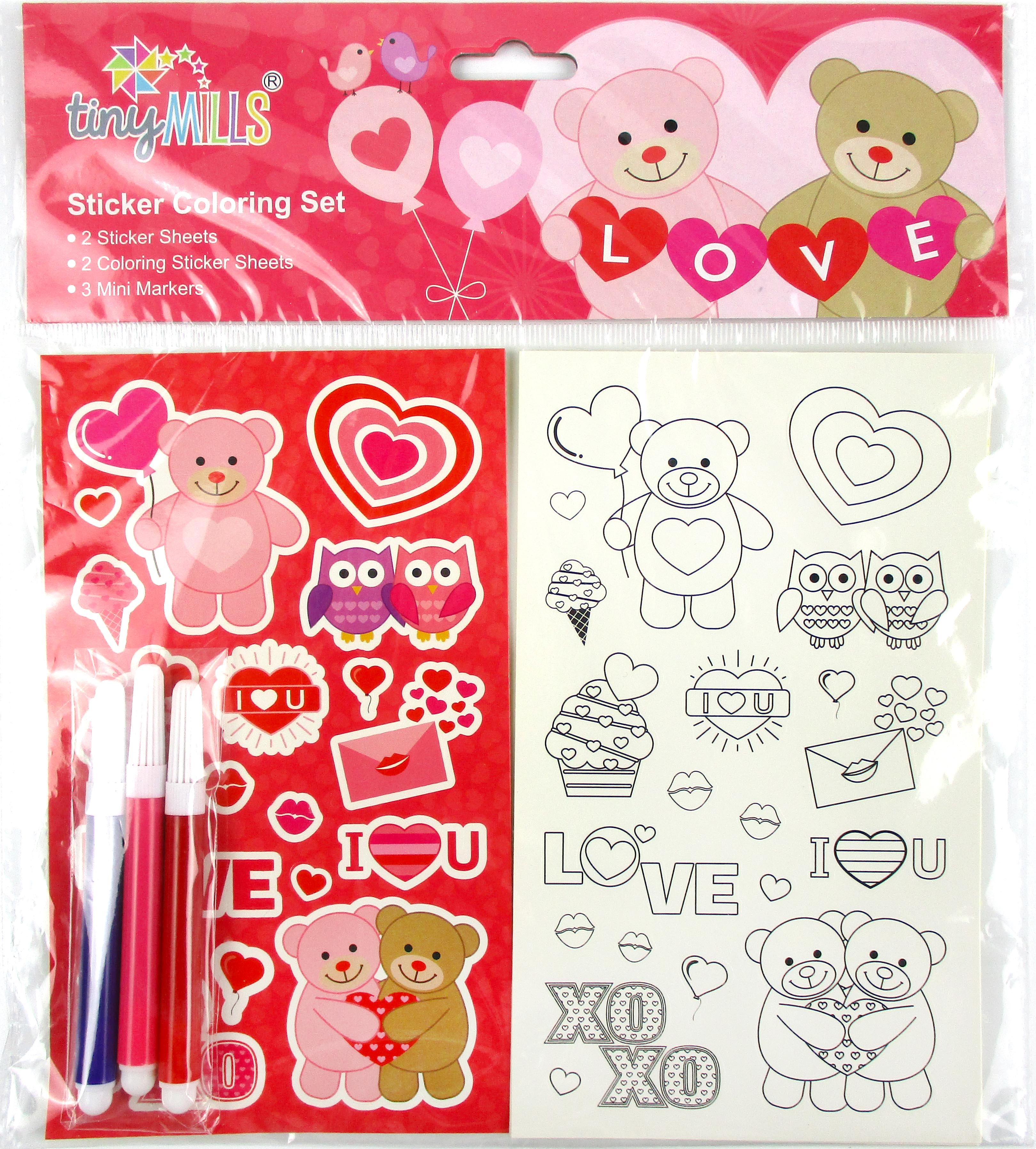 Valentine's Day Color-in Sticker Set With Markers