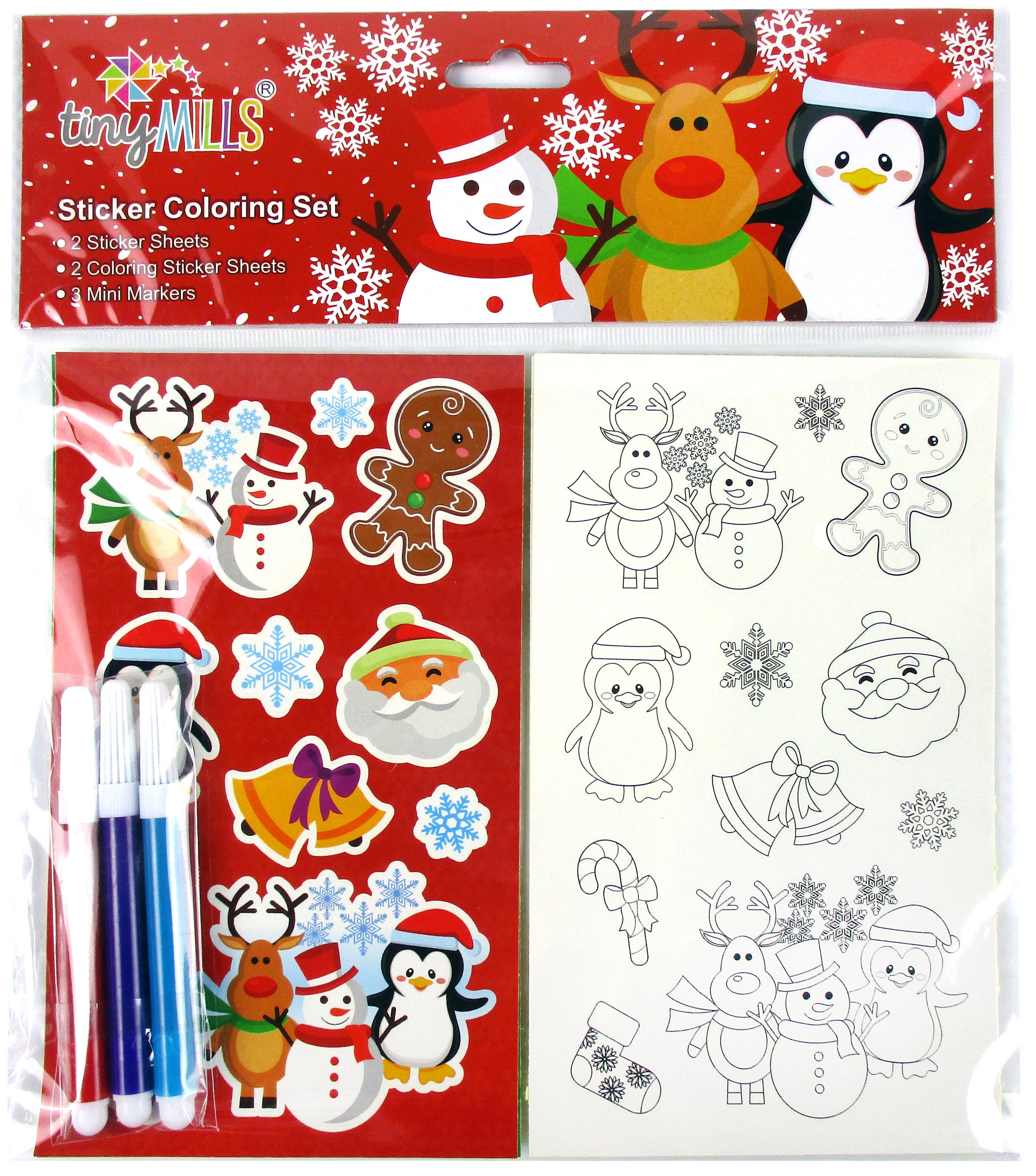 Christmas Holidays Color-in Sticker Set With Markers