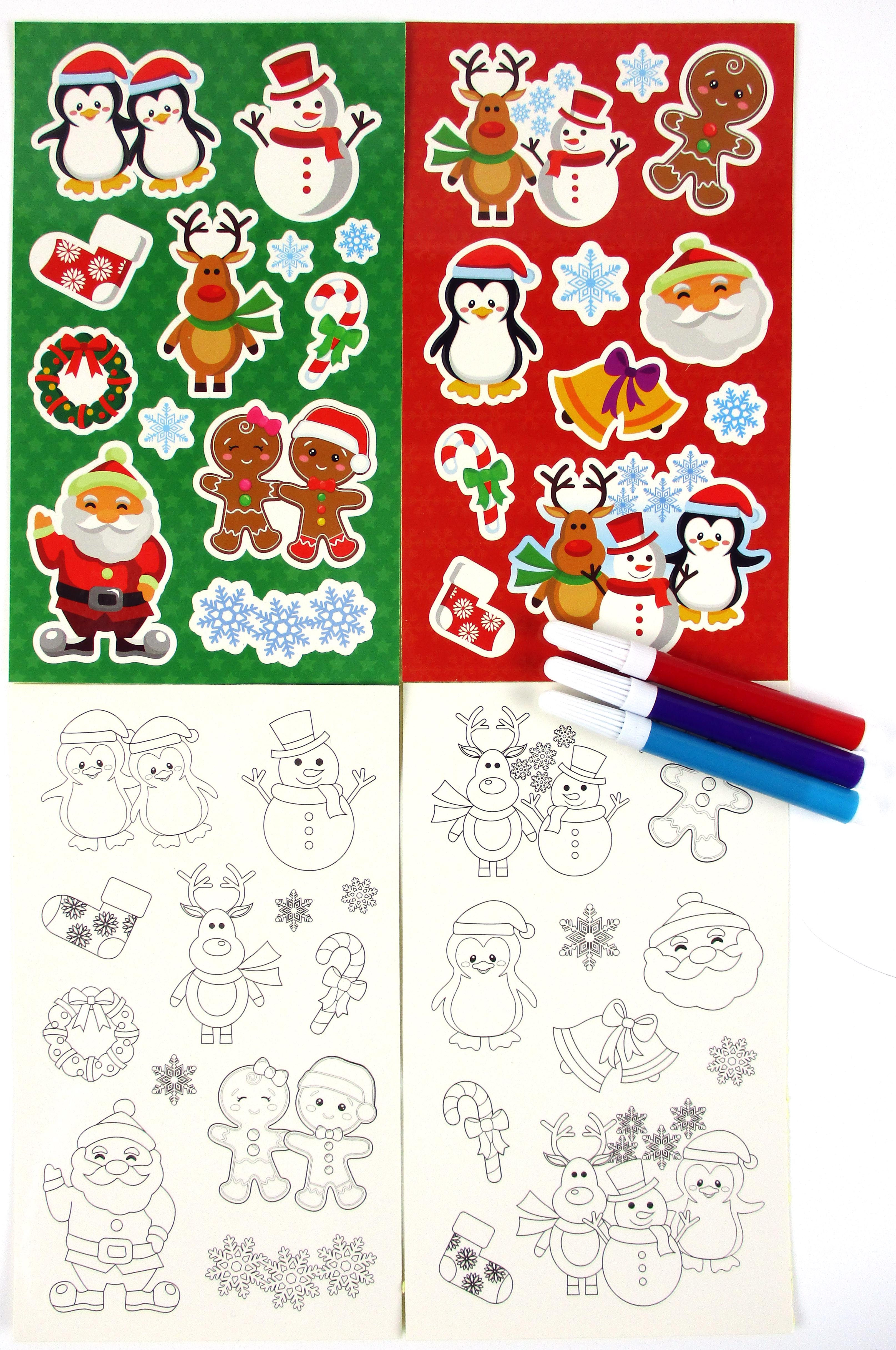 Christmas Holidays Color-in Sticker Set With Markers