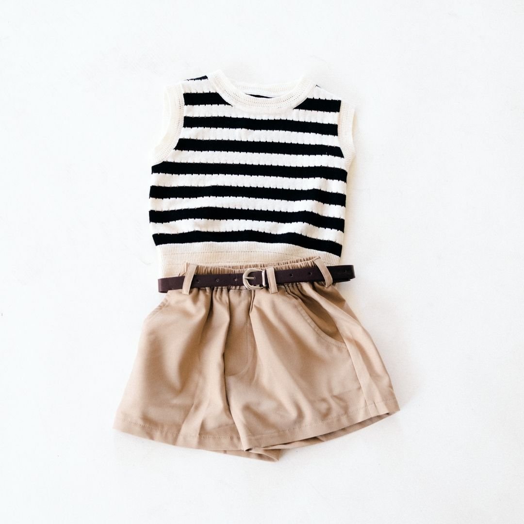 Striped Top & Shorts 3 Piece Set- Child