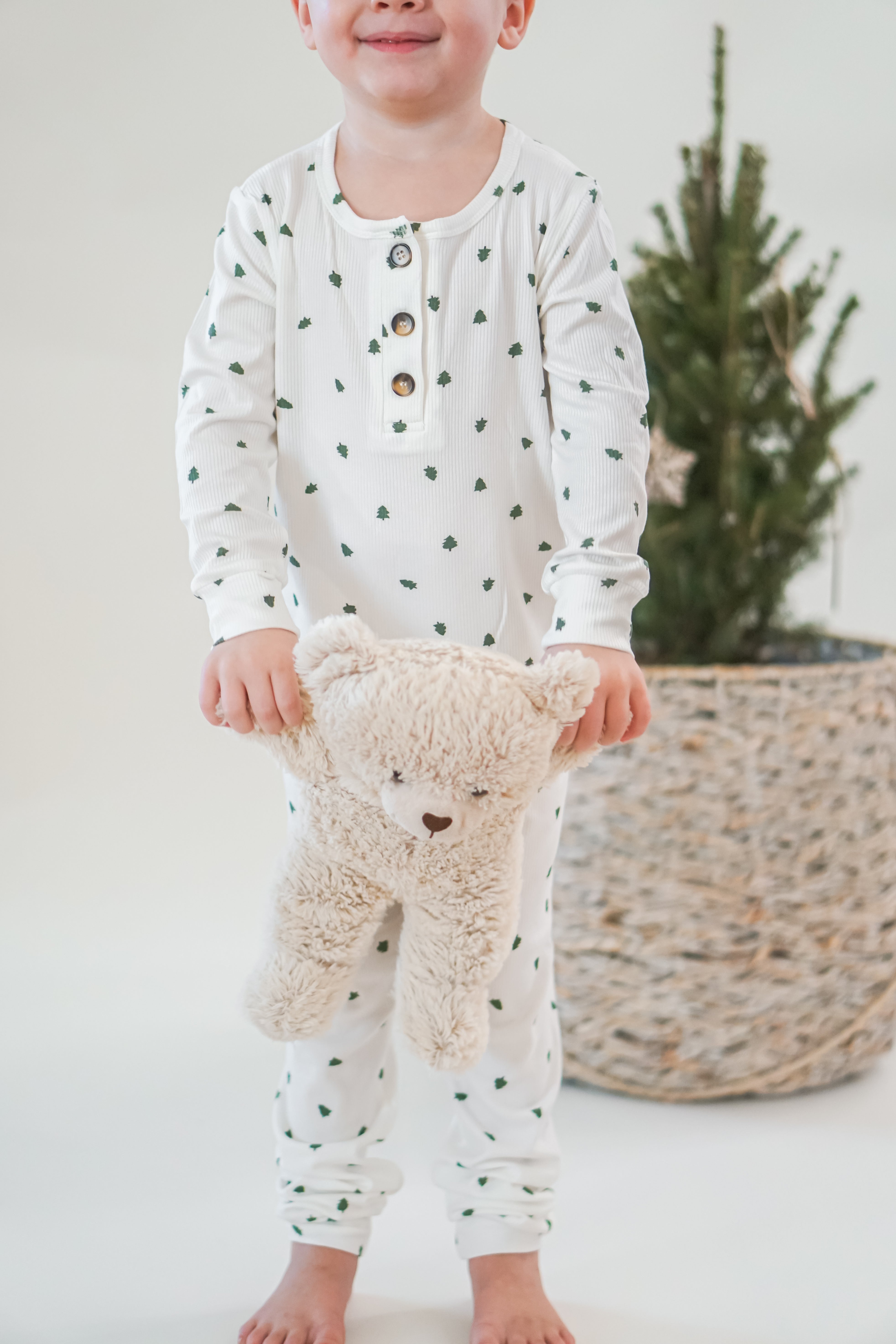 Tiny Trees Ribbed Bamboo 2pc Henley Pajamas
