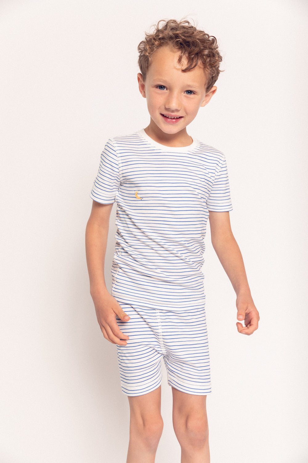 Blue Stripe Organic Pima Cotton Shorts Pajama Set