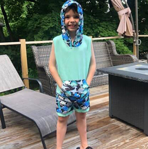 Al Limited Boys Dinosaur Hoodie Kangaroo Pocket Short Set Outfit