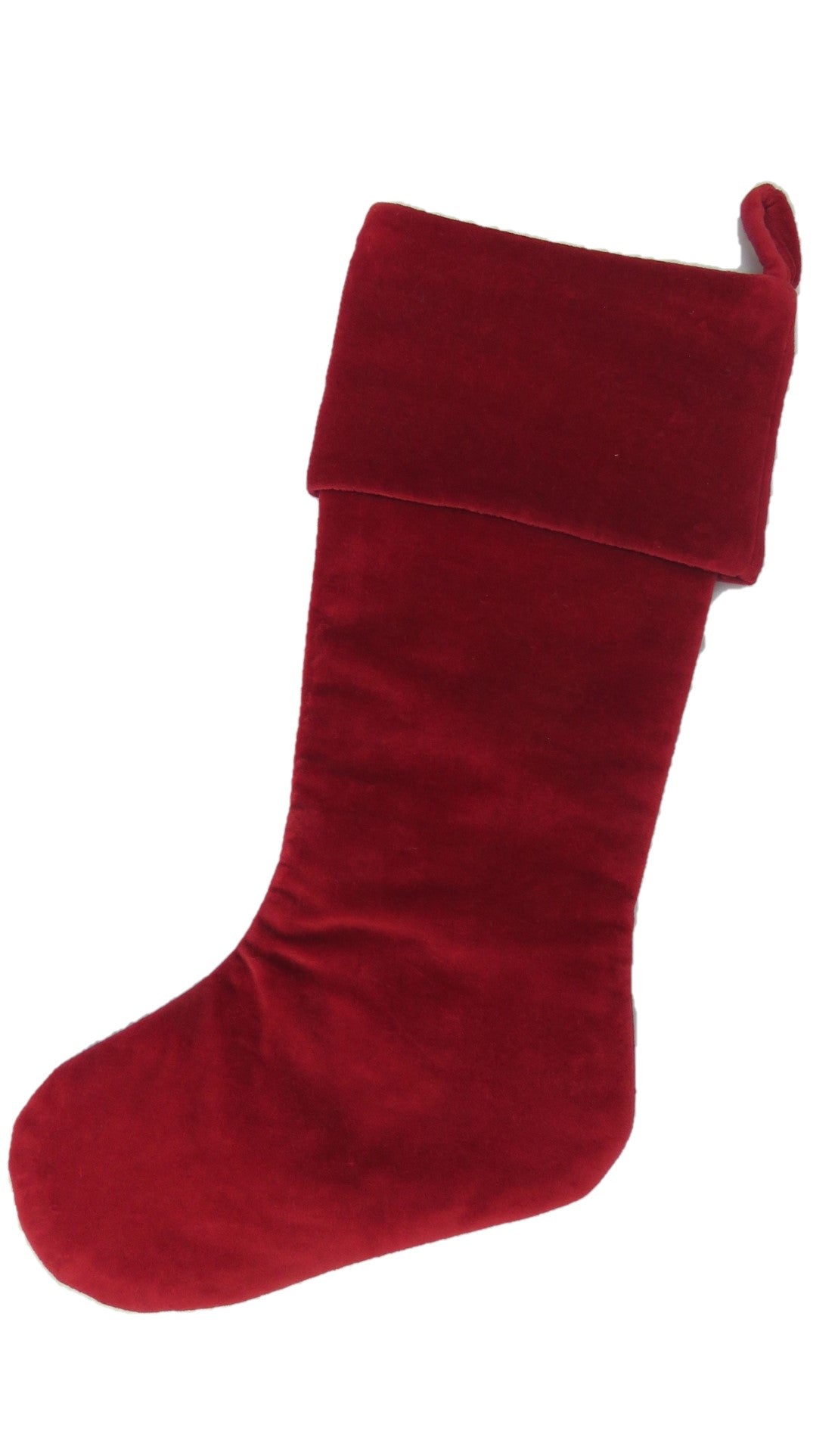 Classic Garnet Red Velvet Handmade Christmas Stocking- 20"