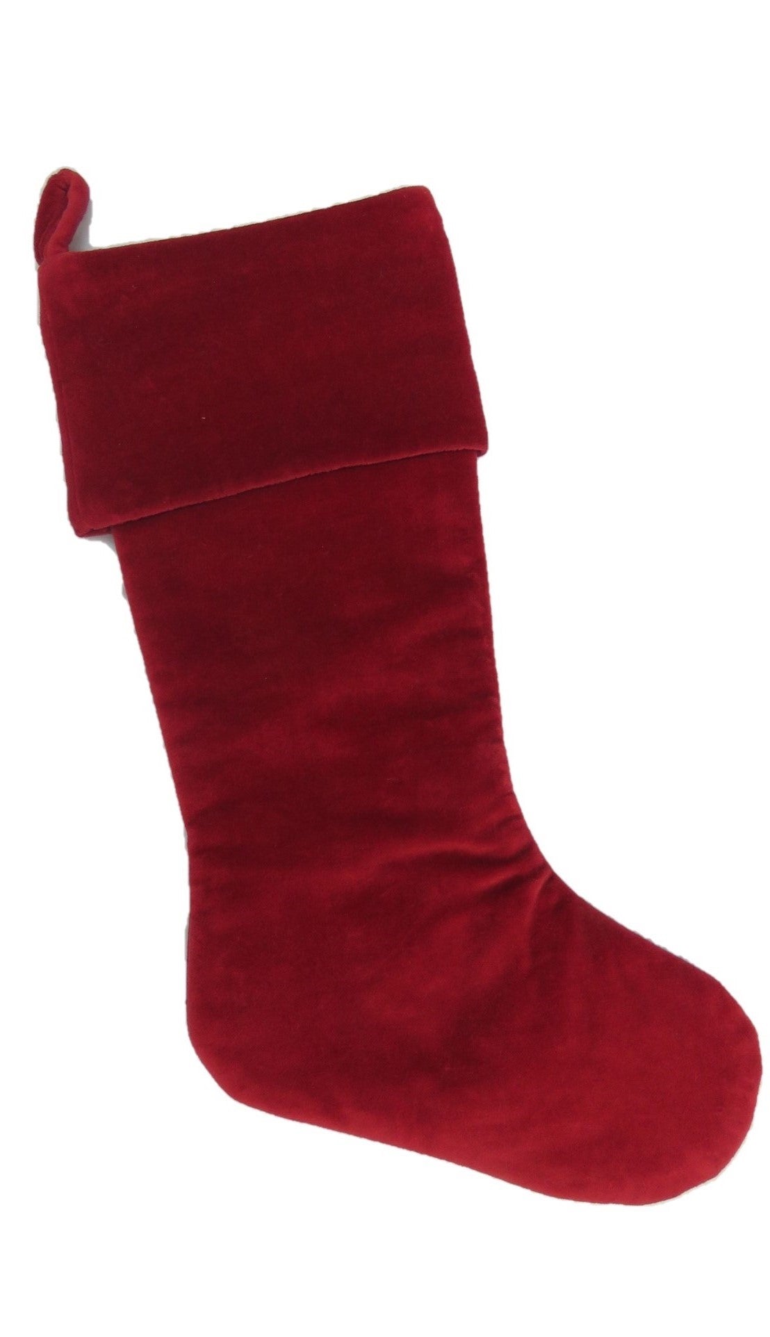 Classic Garnet Red Velvet Handmade Christmas Stocking- 20"