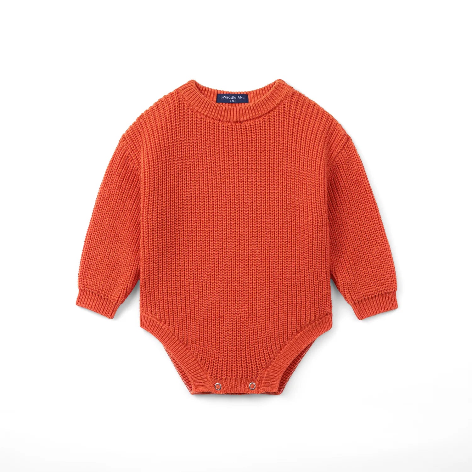 Classic Chunky Knit Baby Romper In Orange Rust