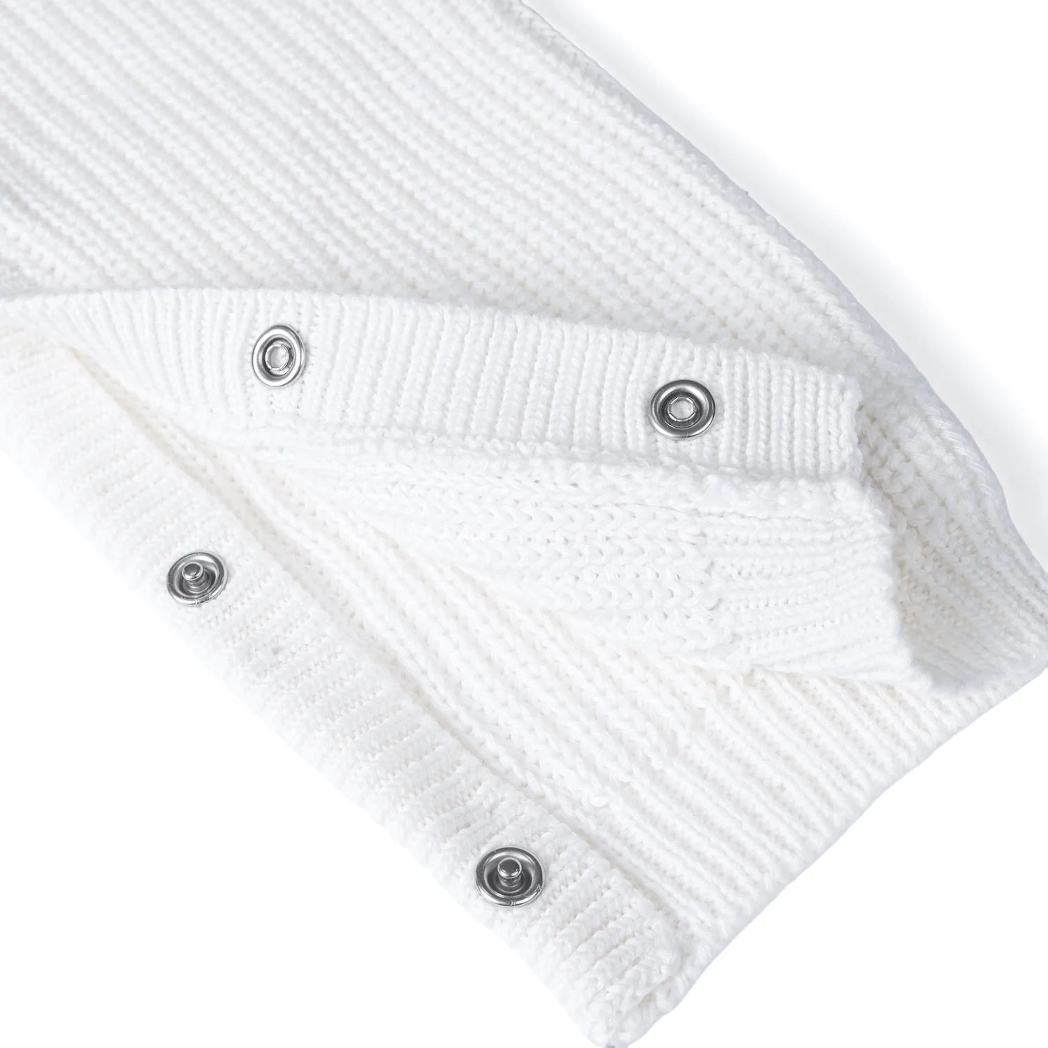 Baby Knit Romper Snap Closure In White