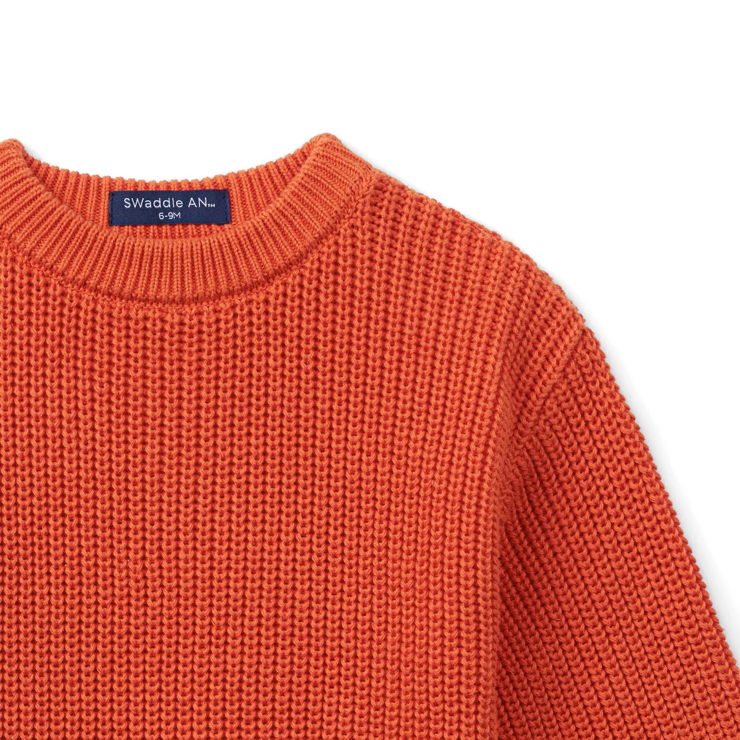 Ruffle Chunky Knit Baby Romper In Orange Rust