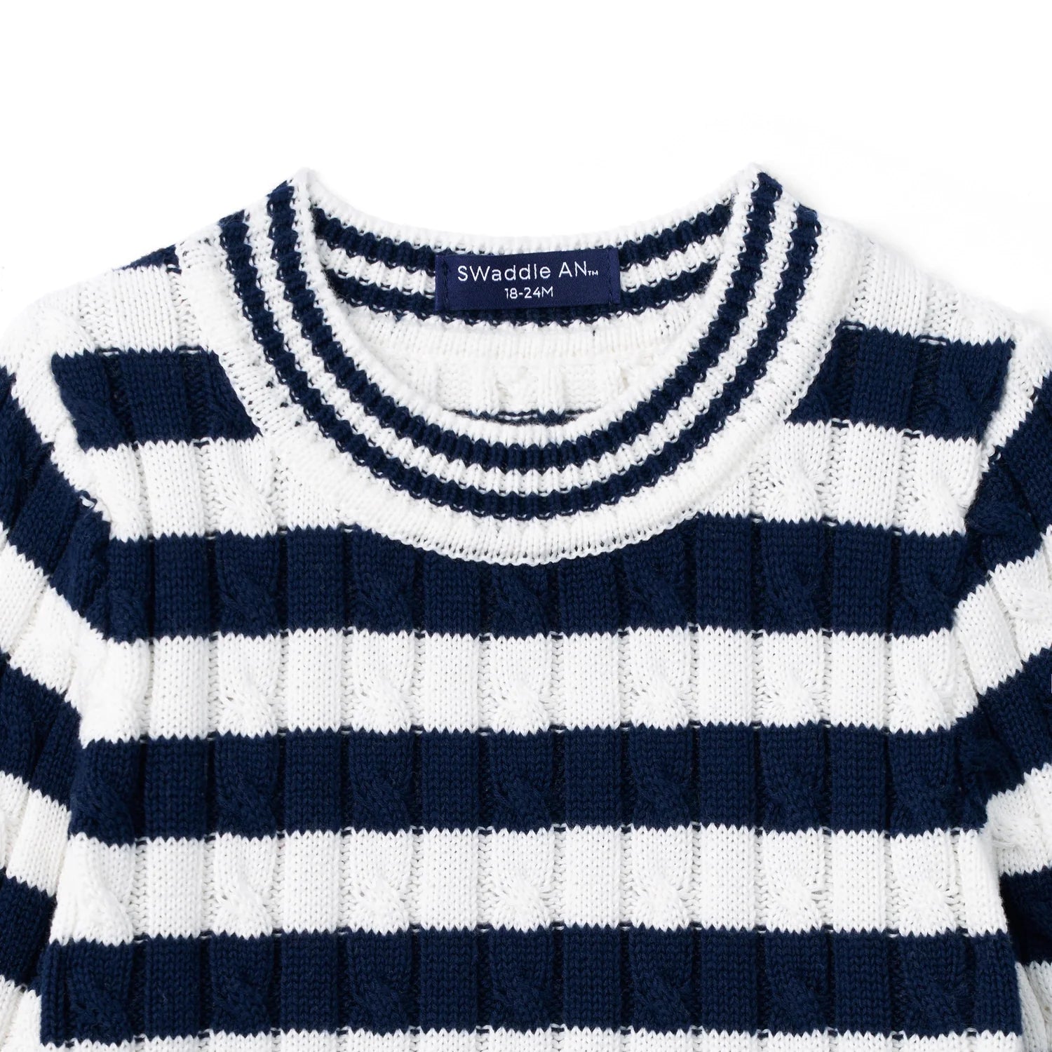 Striped Cable Knit Kids Sweater