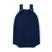Baby Knit Button Strap Romper In Navy