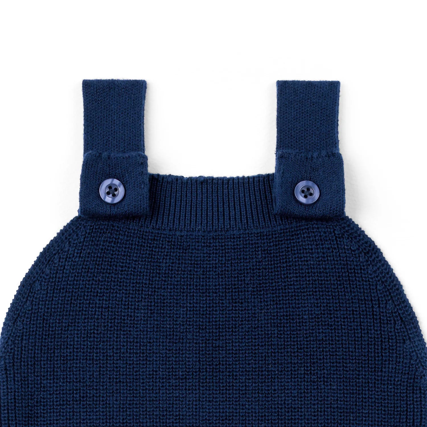 Baby Knit Button Strap Romper In Navy